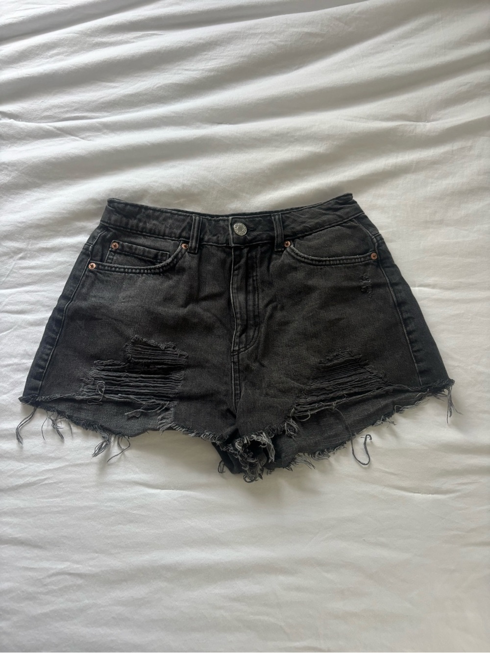 Garage Black Distressed High-Rise Festival Jean Shorts
